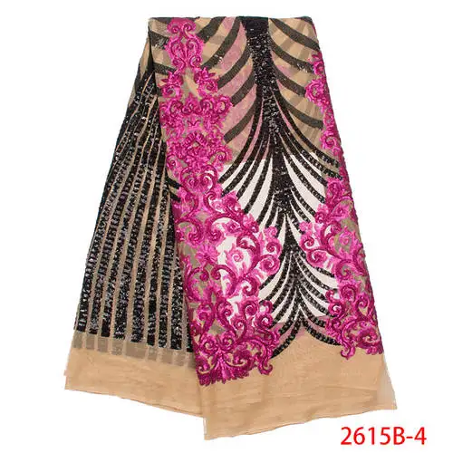 Высококачественные Блестки ткань на сетке нигерийская кружевная ткань с блестками Тюль ткань для свадебного платья KS2615B-1 - Цвет: Picture 4