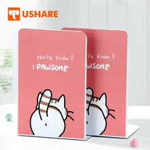 USHARE подставки для книг 2pcs стиль книжная полка милый кот Книга Держатель металлический стол Органайзер настольный офисные принадлежности для дома для мальчиков девочек