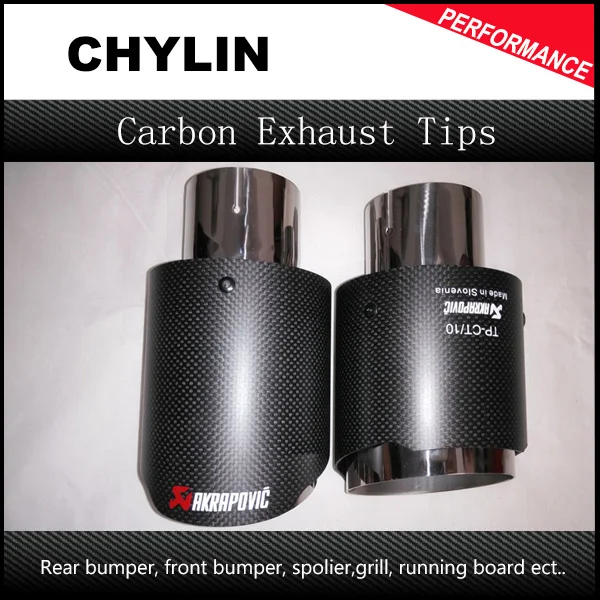 

Exquisite style! 2pcs Inlet (57mm) Outlet (101mm) Akrapovic Carbon Fiber Exhaust End Tips Exhaust pipe Car Styling Accessories