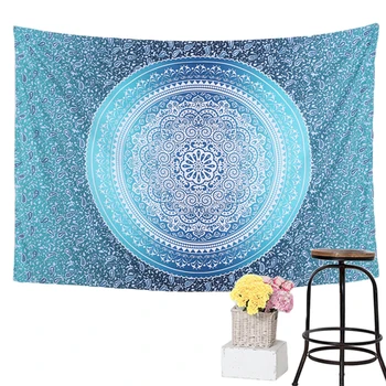

Mandala Tapestry Crystal Arrays Blue Beautiful Wall Art Tapestry 130cmx150cm Indian Sheet belgium New Bedding