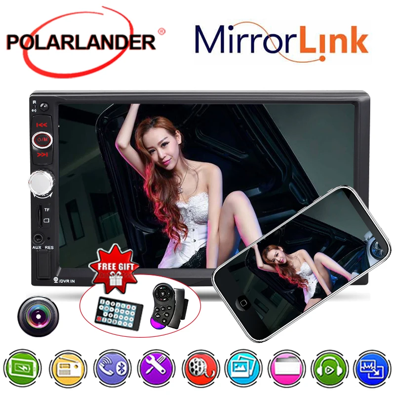 2 Din 7 дюймов Зеркало для телефона Android автомобильный Радио MP5 плеер Bluetooth Сенсорное Зеркало Ссылка экран USB/TF/AUX/FM с камера