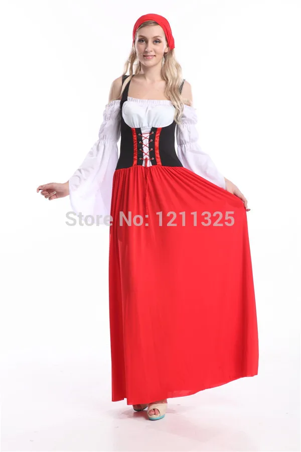 

Free shipping real photo Beer Maid Wench German Oktoberfest Dress Costume halloween costume plus size s- 6xl