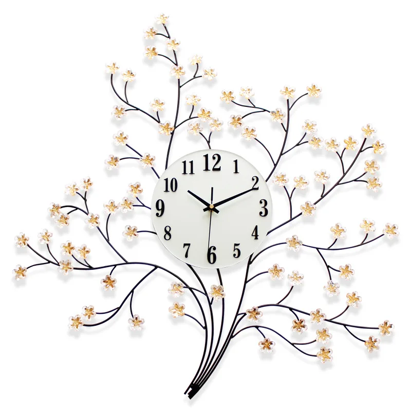 

Metal Wrought Iron Branch Mute 3D Clock Simple Creative Wall Clock Modern Home Clock Fashion Decorative Quartz Clock 2019 Hot
