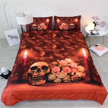 

human skeleton bedding single twin double full queen king cal king size pillowcases kids duvet cover 3/4pcs adults home textile