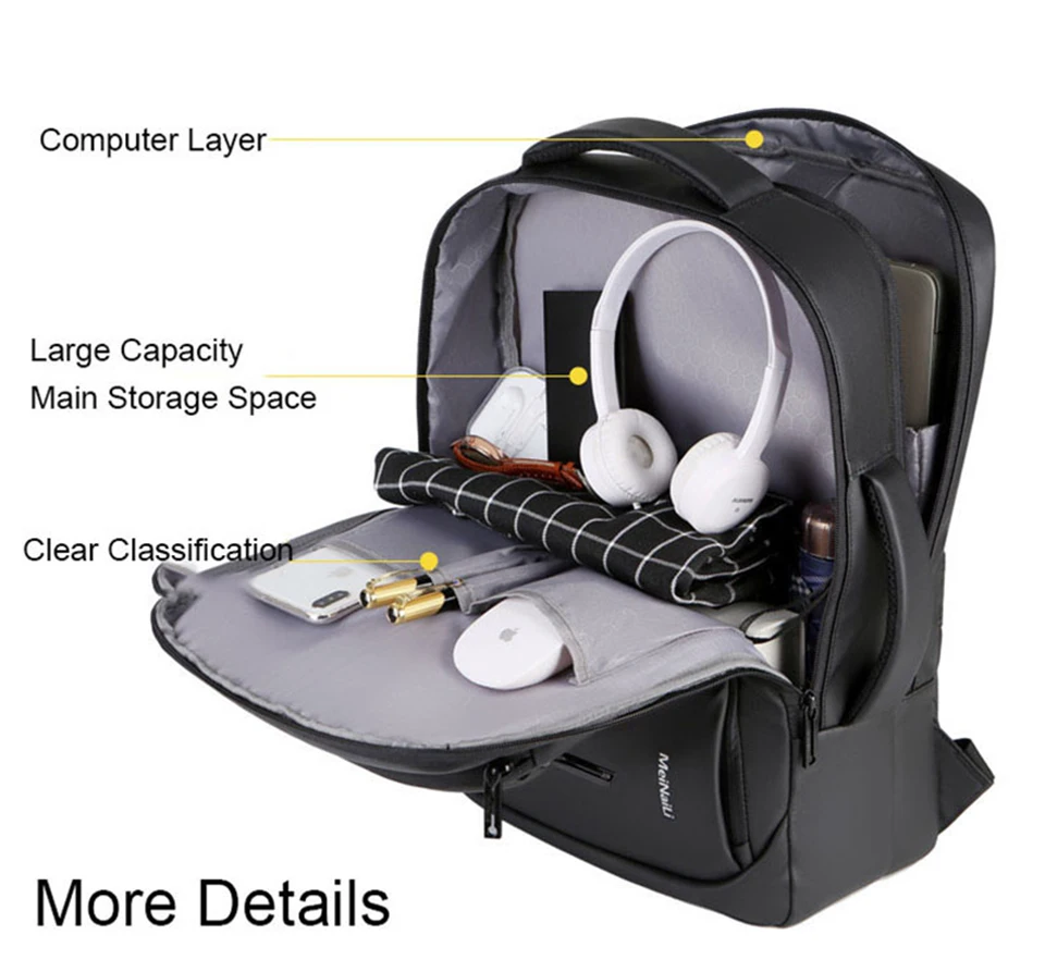 17 Inch Laptop Backpack 15.6 Mens Male Backpacks Business Notebook Mochila Waterproof Back Pack USB Charging Bags Travel Bagpack (4)