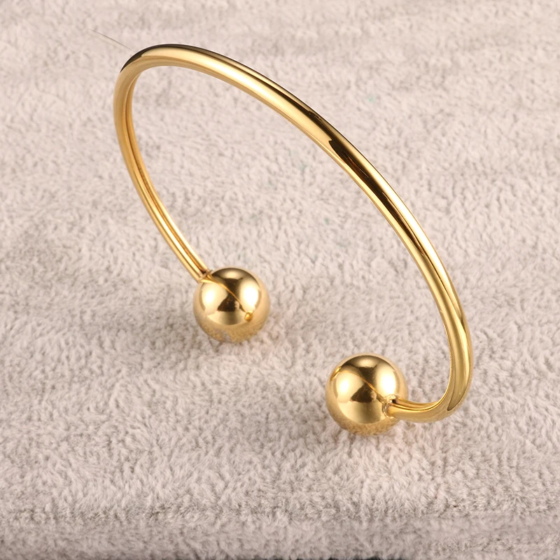 Stainless Steel Bracelet Luxury Bracelets & Bangles Gold Color Simple Style Cuff Adjustable Wristband For Female Jewelry Gift