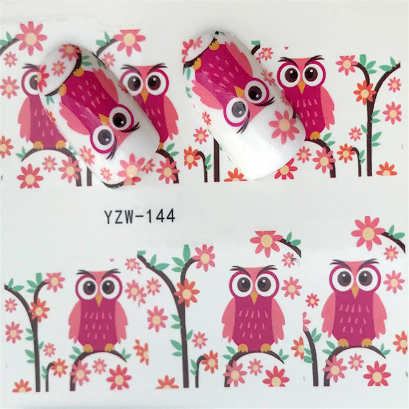 

FWC 1 Sheet Owl On Tree Cartoon Cute Nail Art Water Transfer Sticker Decal For Nail Art Tattoo DIY Nail Tool