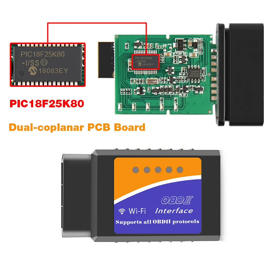 ELM327 V1.5 OBD2 Wi-Fi сканер PIC18F25K80 чип-код считыватель OBD 2 диагностический инструмент автоматический сканер ELM 327