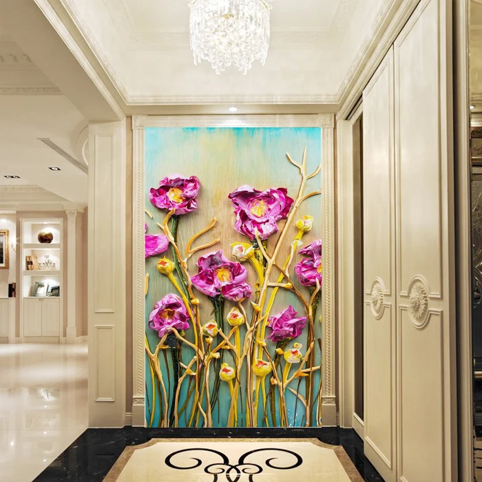 Rose Flower Hallway Wall Mural Custom 3D Floral Wallpapers for Living