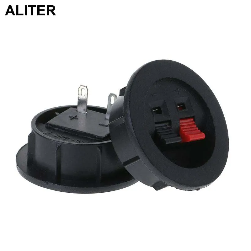 

2PCS Speaker Terminal Board Plate Round 2 Way Spring Clip Binding Spring Post Cup Push Type