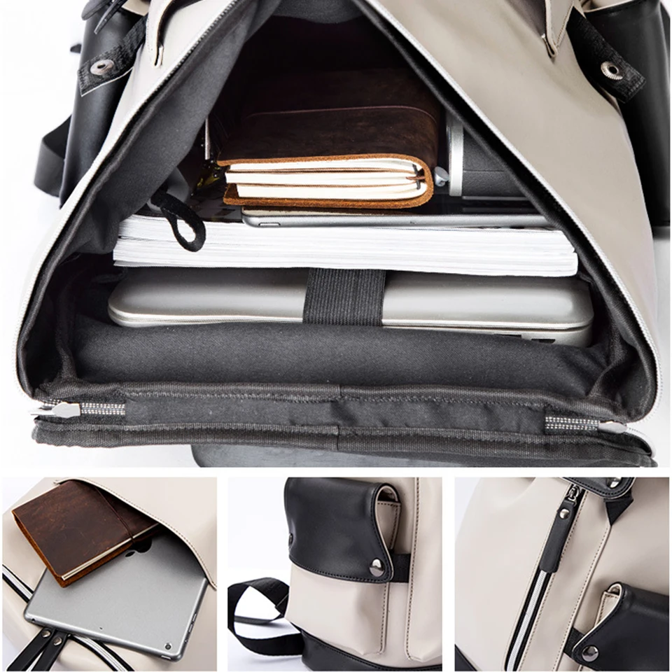 Мужской рюкзак из искусственной кожи, мужской рюкзак для ноутбука 17 дюймов 15,6, рюкзак для женщин и женщин, студенческий водонепроницаемый рюкзак с зарядкой через usb