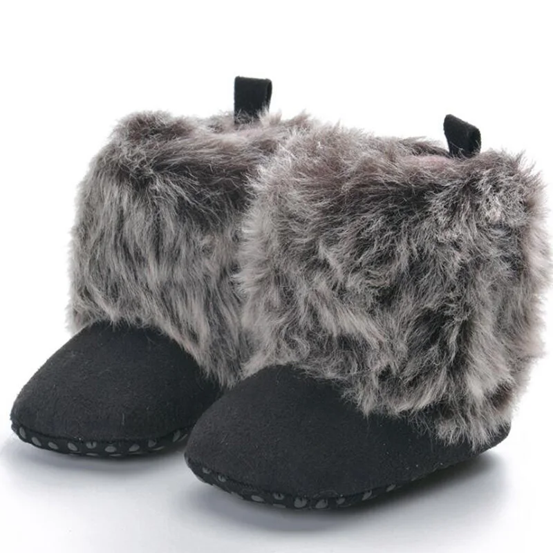 

New black fashion cuffed warm padded casual baby cotton boots