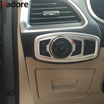 

For Ford Edge 2015 2016 2017 2018 ABS Matte Car Headlight Head Lamp Switch Decoration Cover Trim Inner Interior Accessories