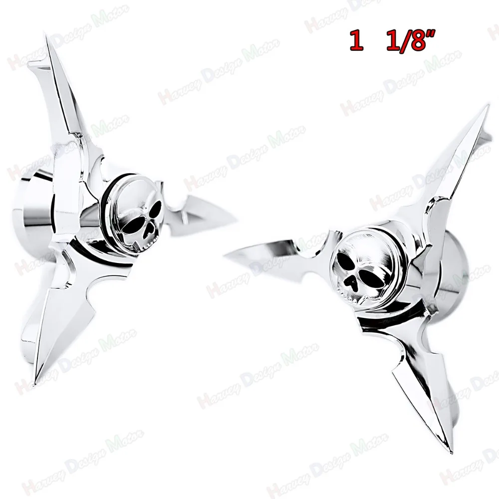

Chrome Spun Blade Axle Caps With Skull Cap For Harley Sportster 883 1200 48 Touring Softail Dyna 2008-Later
