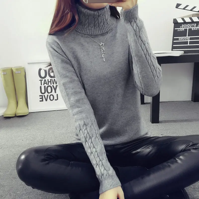 Korean Autumn Winter Thick Women Sweaters and Pullovers Jersey Mujer Turtleneck Long Sleeve Solid Knitted Maglioni Donna