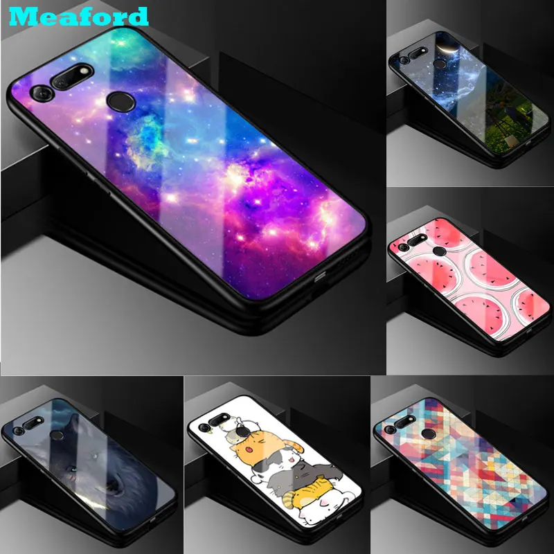 

6.4" For HUAWEI Honor View 20 Case TPU Bumper Glass Hard PC Back Phone Cover for Huawei Honor V20 Case on Honor View20 Coque