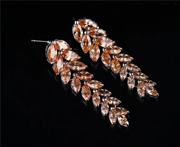 Модные MONALISA осенние серьги в форме листа красочные AAA+ кубический циркон люстра женские серьги 8 цветов E10016