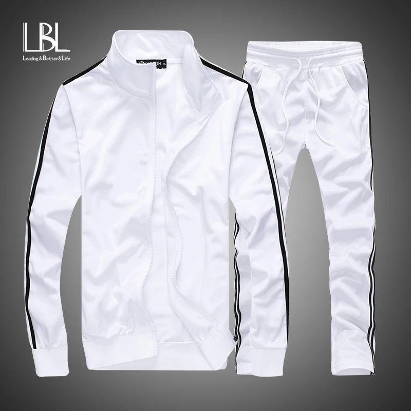 Tanie Mężczyźni modny zestaw 2018 jesień Casual Sportsuit mężczyźni bluzy bluzy odzież sportowa płaszcz z suwakiem + spodnie dres mężczyźni odzież marki