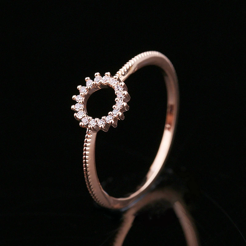 MIGGA нежное розовое золото цвет покрытие кубического циркония кольцо для женщин Тонкий Дизайн Мода Bague подарок ювелирные изделия
