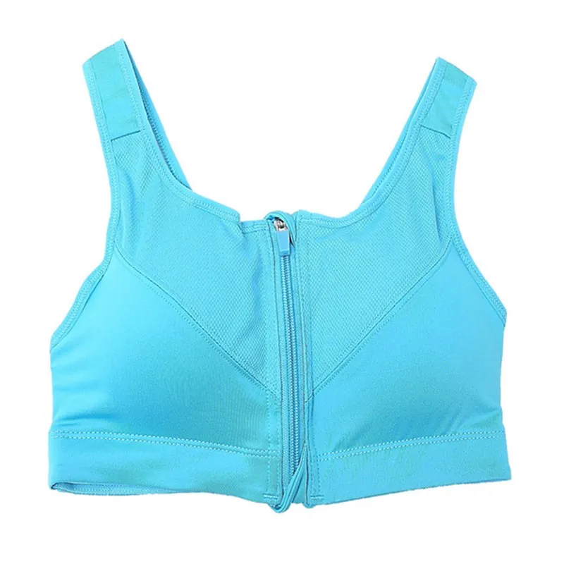 Women Sexy Sport Yoga Top Bra Push Up Shockproof Running Gym Workout Wirefree Front Zipper Fitness Sports Shirt Yoga Bras