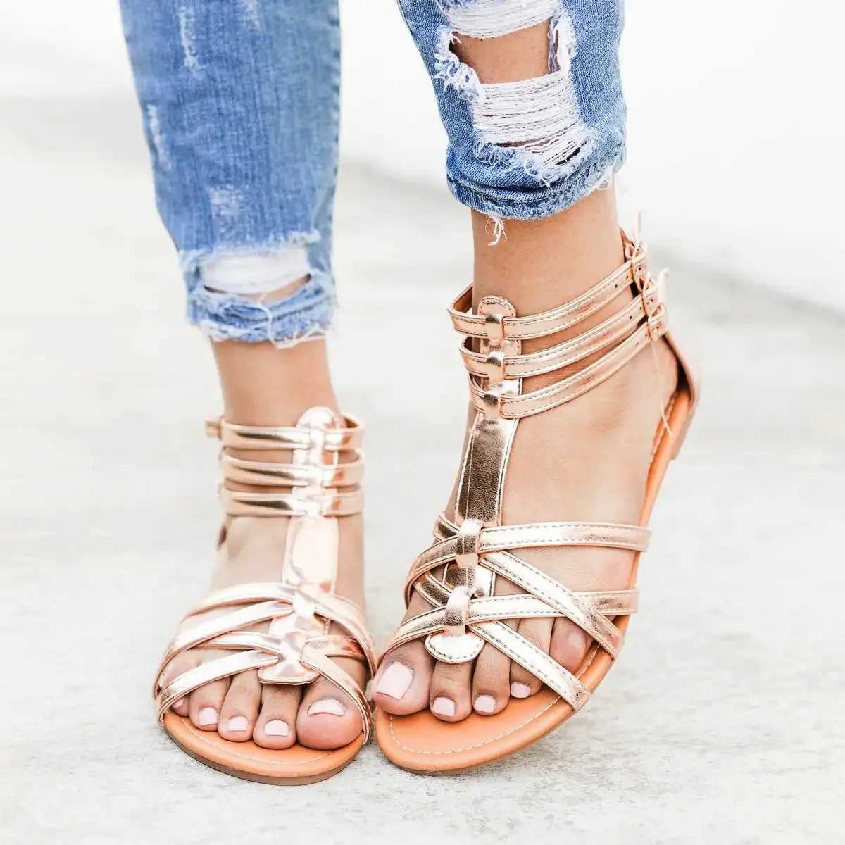 

Women Sandals 2019 Fashion Bandage Gladiator Sandals Leopard Print Woman Casual Rome Flat Sandals Beach Chaussures Femme P25