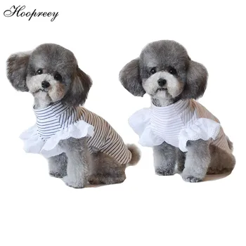 

New Pure Cotton Puppy Dog Clothes Cat Vest Striped Trumpet Sleeves Bottoming Shirt for Chihuahua Spring Summer Pet Clothes 10A