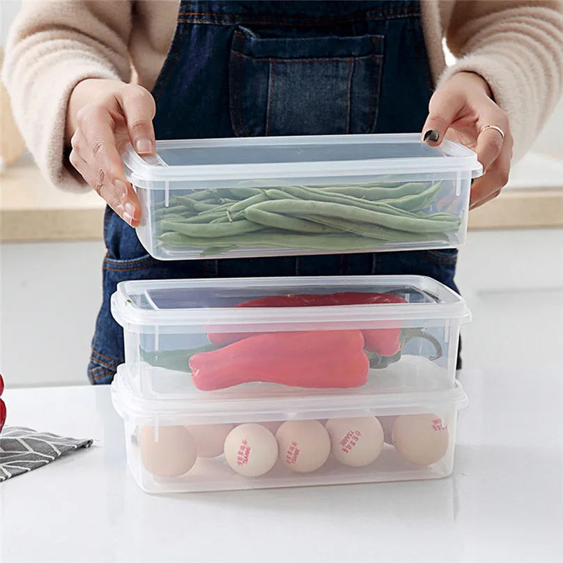 Kitchen Storage Boxes Single Layer Refrigerator Storage Box Airtight Food Storage Containers Crisper Plastic Box #4M02 (2)