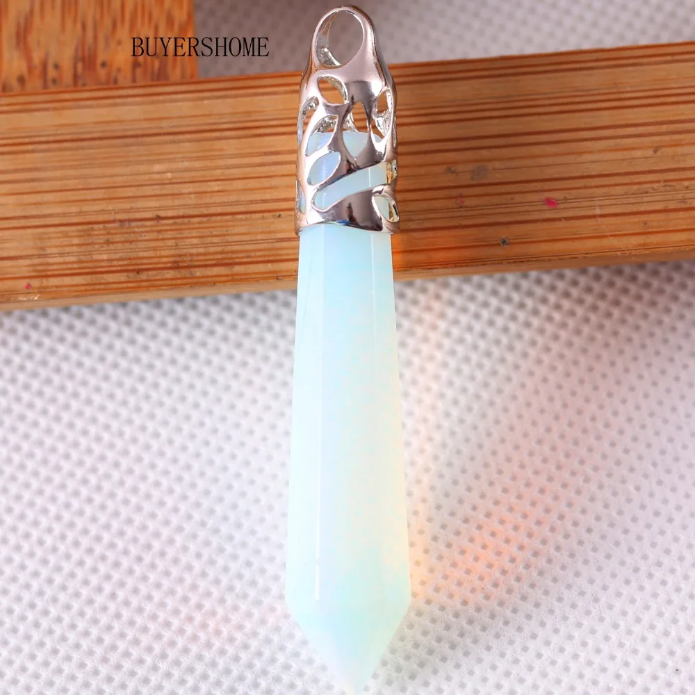 

Free Shipping Jewelry Hexagonal Column 10x60MM Natural Stone Beads Light Blue Opal Pendant For Necklace 1Pcs RK259