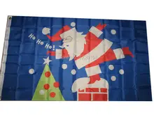 free shipping 3×5 Merry Christmas Santa Claus Chimney SuperPoly Flag 3’x5′ House Banner