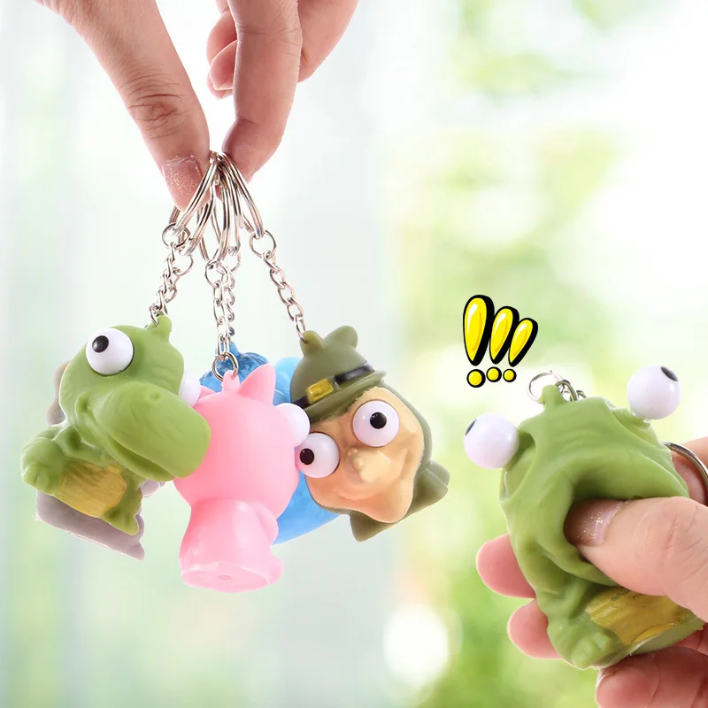 Best selling Cute cartoon squeezing key chain Dinosaur design Spoof decompression Plaything children's toy pendants Cultivating