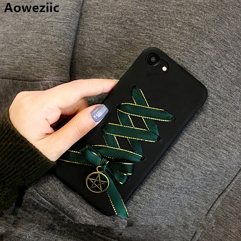 

Aoweziic New tie ribbon bow For iPhone7 6s X XS MAX XR 8Plus phone case soft shell 6plus protective sleeve cute girl models