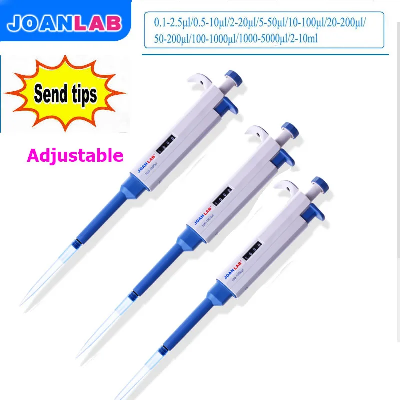 

JOANLAB 20-200ul Pipettor Single Channel Adjustable Micro Pipette Lab Transfer Pipette ,100pcs Tips Free