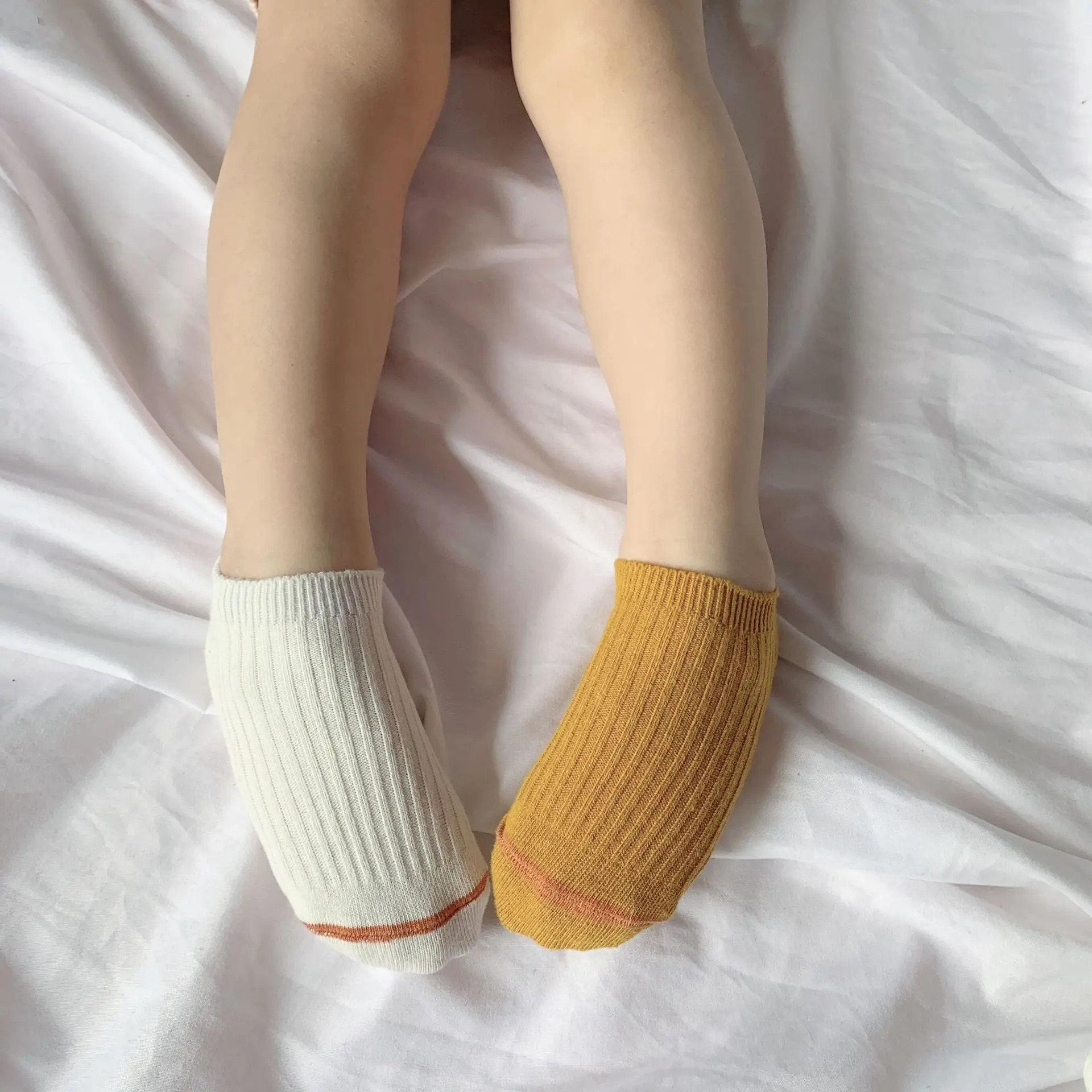 Children's Socks Boys Girls' Ribbed Cotton Anckle Short Stripped Cotton Socks Kids Boat Candy Color Basic Socks for Boys Girls