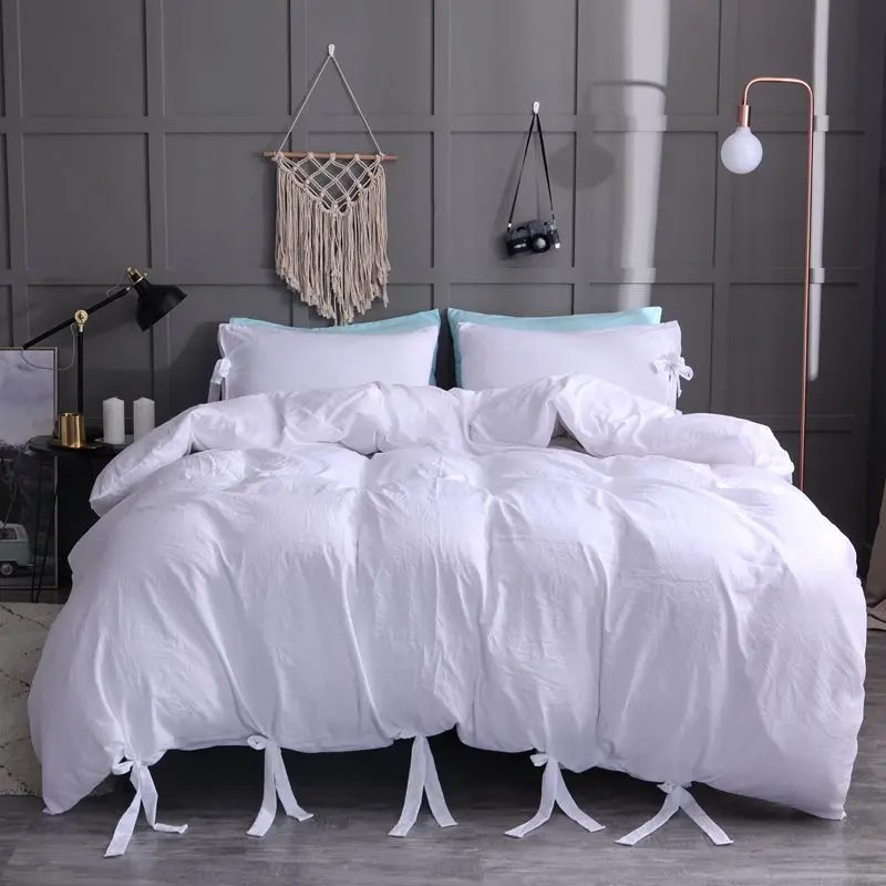 

Solid color bedding sets for home 3 pcs bedding sheets good quality bedding cover pillowcases