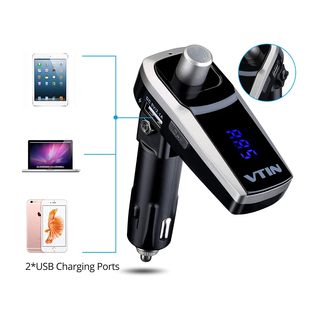 VicTsing Bluetooth FM Transmitter Car Kit Wireless Radio Car MP3 Player Bluetooth FM Transmitter Modulator Cheap Price           (6)