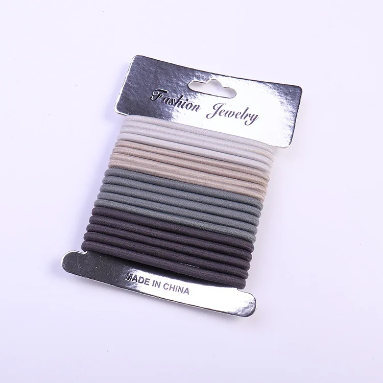 18PCS Hair Rope For Girls Gradient Color Hair Ring High Elastic Seamless Rubber Band Head Rope Silver Card Suit G0409