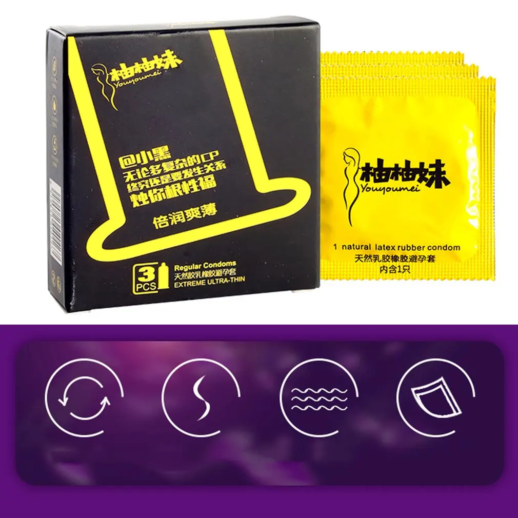 3pcsbox Premium Natural Latex Condoms Ultra Thin Lubricated Condom