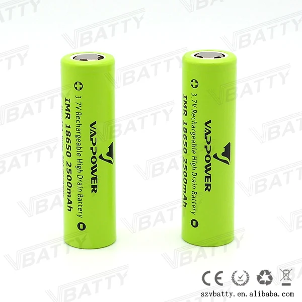 

4pcs Original VAPPower IMR18650 3.7V high drain 35A 2500mAh pulse 50A INR 18650 battery for e cigarette electronic box mod vape