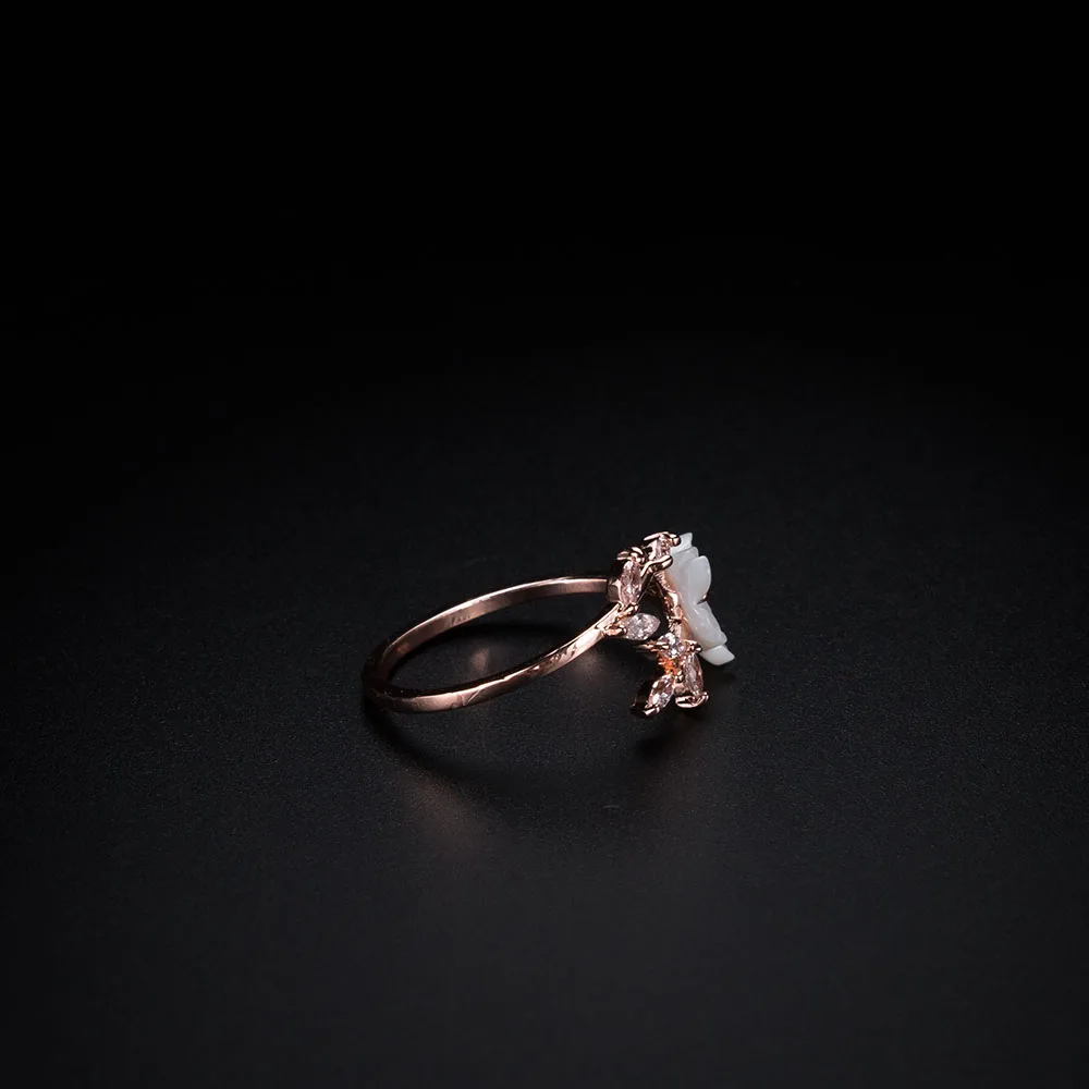 Cherryn Vintage Sliver Rose Gold Color Round Ring rose gold engagement ring fashion ring holder