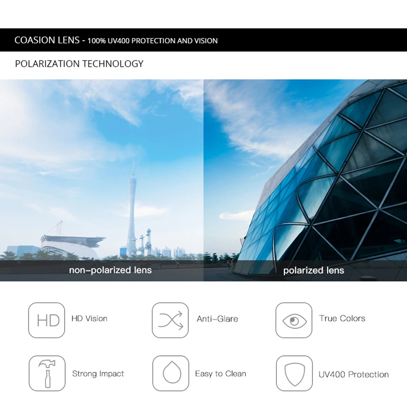 COASION поляризационные солнцезащитные очки, мужские очки для вождения, спортивные солнцезащитные очки для мужчин, очки Oculos UV400, защита CA1143