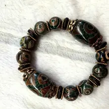 Новое поступление Высокое качество Три Eyed Винтаж дзи тибетские бусины Браслеты натурального камня для Украшения для мужчин