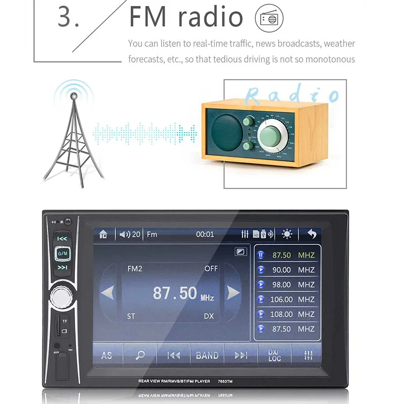 SWM радио автомобиля стерео 6," авторадио радио Bluetooth Зеркало Ссылка Estereo де Авто Con Pantalla Реверсивный Изображение радио Coche USB FM