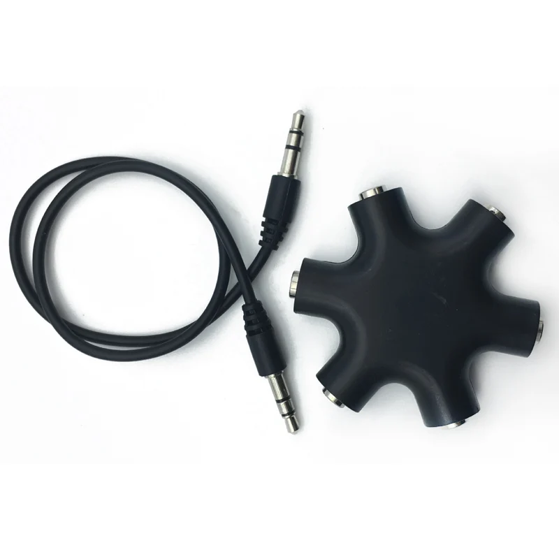 10pcs 3 5mm 1 in 5 couples audio adapter Headset Headphone Earphone Splitter with black line For pad Phone Android Mobile MP3 4