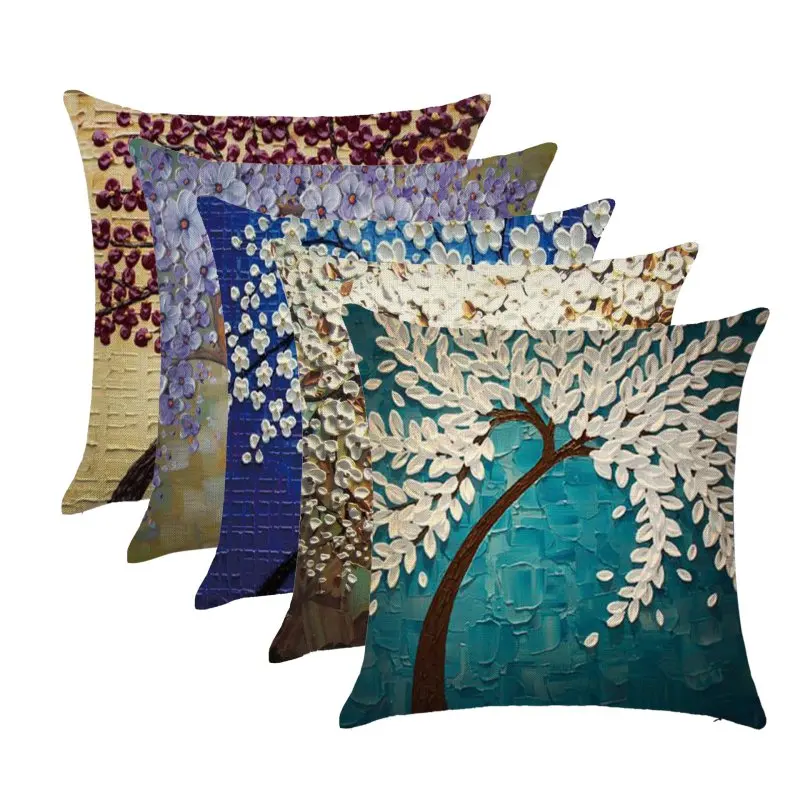 Декоративные подушки для диванов в скандинавском стиле, чехол для диванов с рисунками маслом, чехол для диванов с геометрическими цветами 45x45