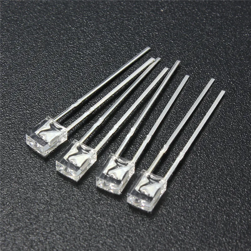 

Best 100Pcs 2x3x4mm Wide Angle Flat Top Square LED Emitting Diodes Water Clear Transparent Light Lamp Rectangle