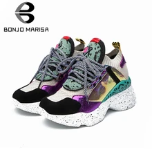 BONJOMARISA 2019 New Spring Summer INS Hot Women Horsehair Sneakers Cow Leather Suede Large Size 35-42 Casual Women Shoes Woman