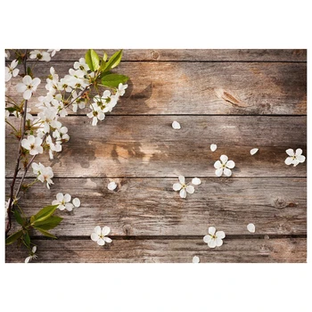 

5X3ft Wooden Floor &Flower Photography Backdrop Studio Prop Photo Backgrounds Backdrops DZ425