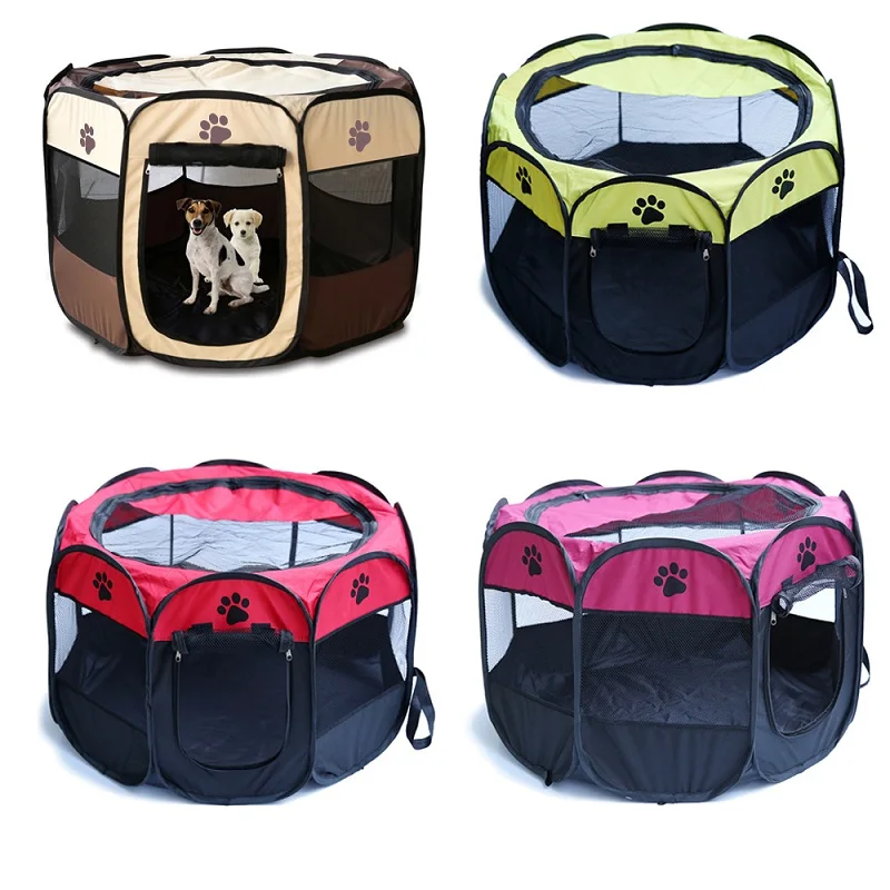 

Portable Folding Pet Fence Tent Dog House Cage Dog Cat Tent Playpen Puppy Kennel Easy Operation Octagonal Fence Outdoor Supplie