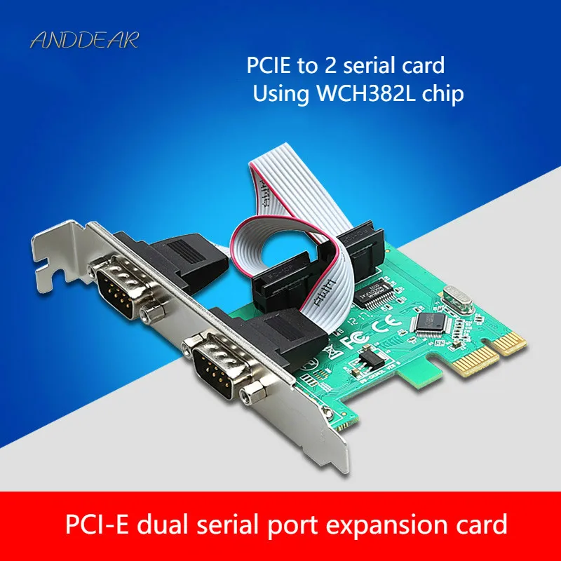 ANDDEAR Pci-e Серийный адаптер карты расширения 2 порта RS232 два com штык жгут разъем Лот