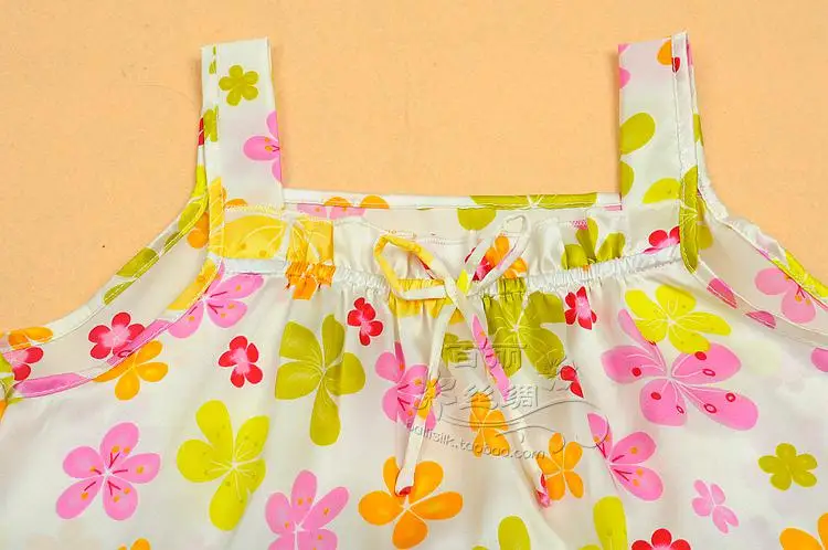 Высокое качество мода для девочек, летний ребенок dress100% шелк тутового шелкопряда Ночная рубашка на бретелях Пижама, спортивный костюм для девочек из настоящего чистого женский Шелковый костюм для дома